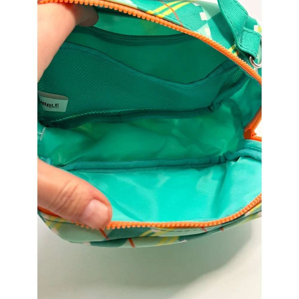 Bubble Skincare Green Argyle Plaid Makeup‎ Bag Toiletry Pouch Crossbody Strap